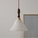 Helnys White Glass LED Pendant Light Fixture Nordic Modern Walnut Wood Hang Lamp