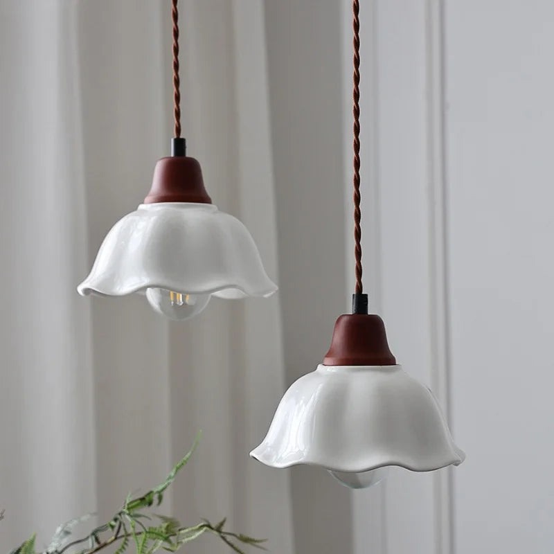 Helnys Walnut Wood LED Pendant Lights Wire Adjustable Kitchen Fixture