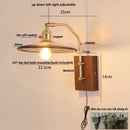 Helnys Walnut Wood LED Wall Light Fixture Glass Pull Chain Switch