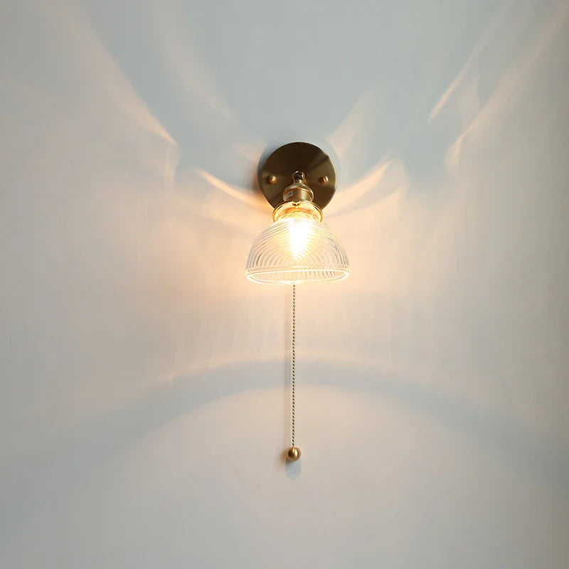 Helnys Green Glass LED Wall Sconce Rotate Copper Stair Light Fixtures