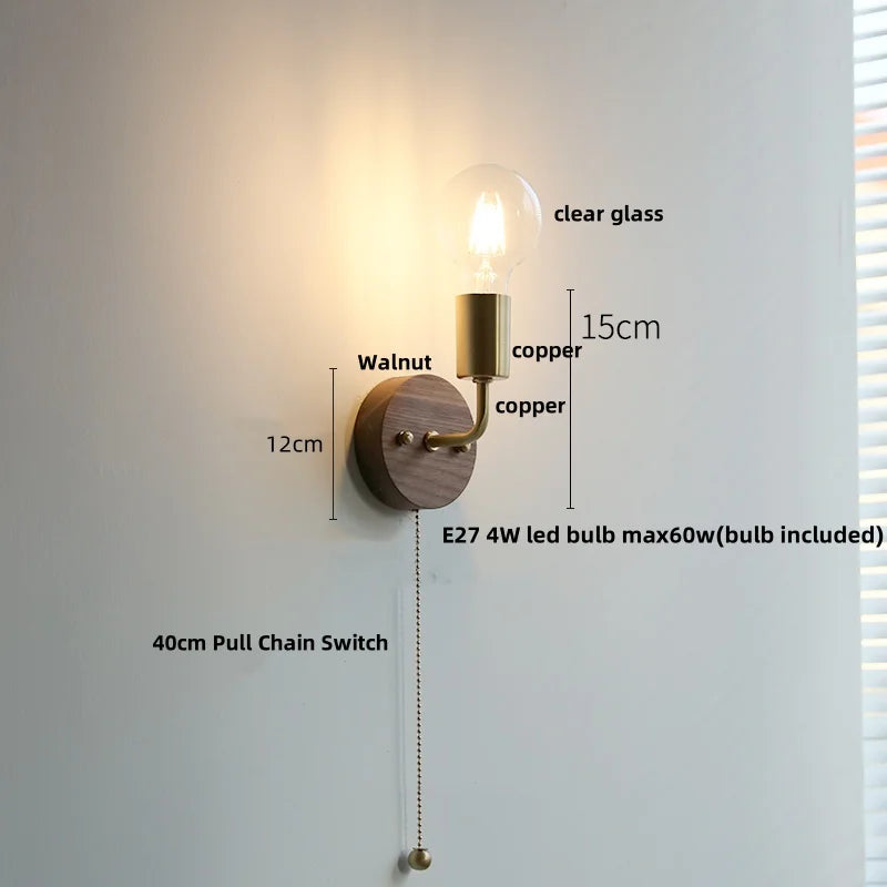 Helnys Tiffany Style LED Wall Sconce Pull Chain Switch Colorful Glass Stair Light