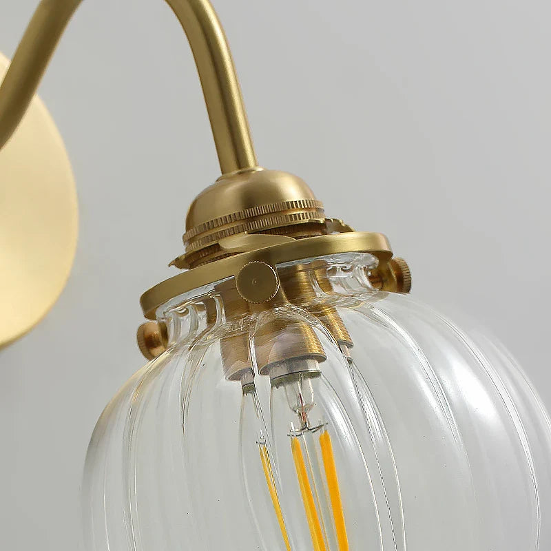 Helnys Modern Copper Wall Sconce with Glass Ball, LED Lights Fixtures