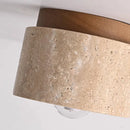 Helnys Yellow Travertine LED Ceiling Light Fixture Wood Canopy Modern Nordic Plafonnier