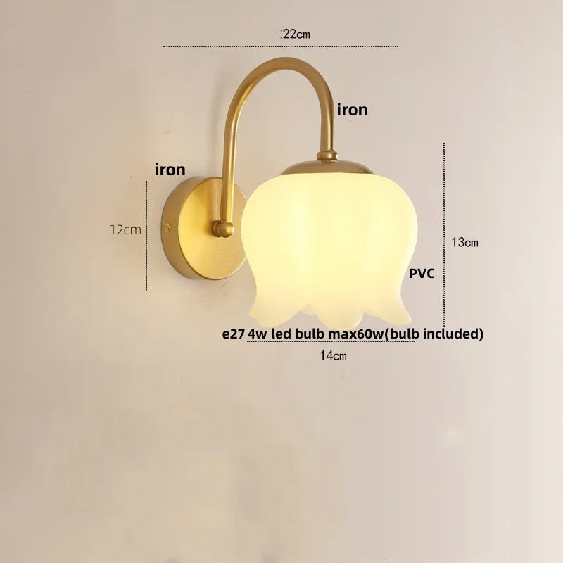 Helnys Nordic LED Wall Lights Copper Bedside Lamp Sconce