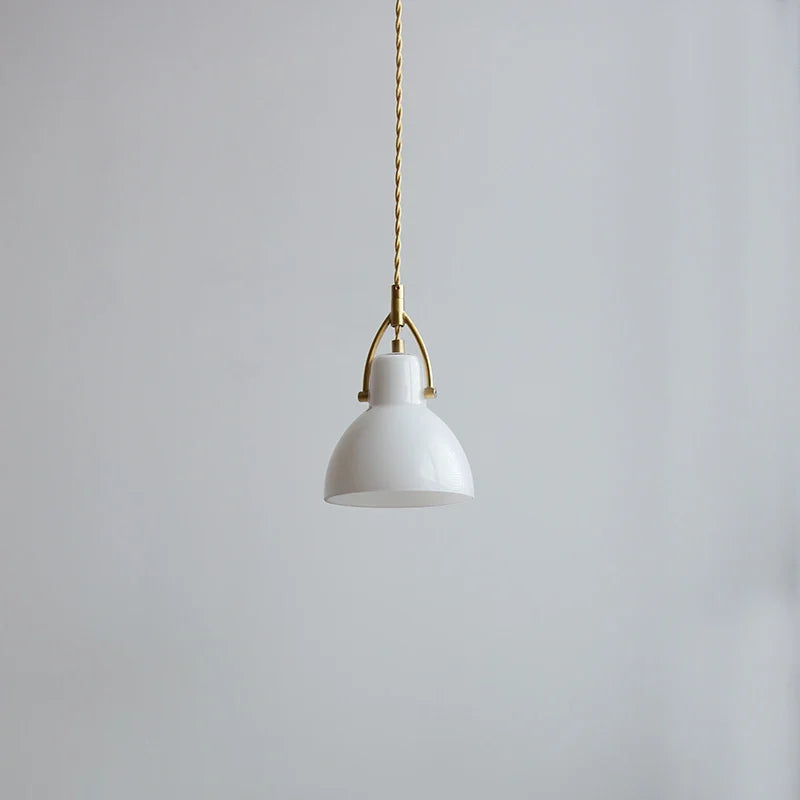 Helnys White Glass Copper LED Pendant Light Fixture - Modern Nordic Design