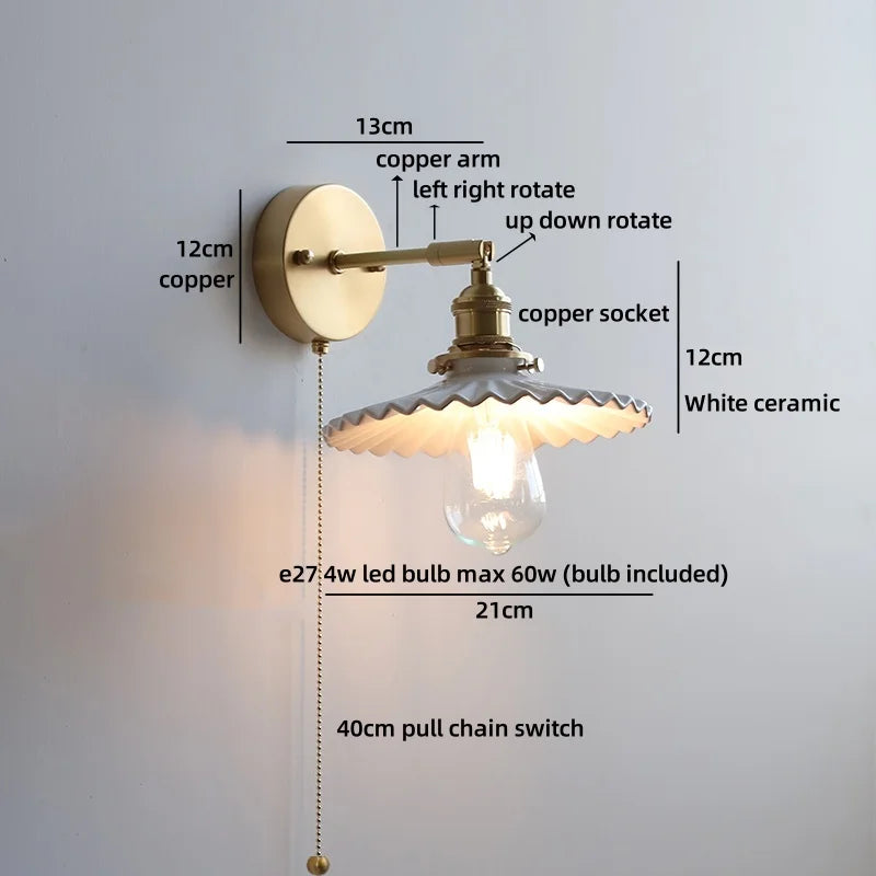 Helnys Ceramic LED Wall Light for Indoor Decor, Stair Lighting, Living Room, Balcony
