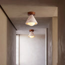 Helnys Japanese Yellow Travertine Wood Stone LED Ceiling Light