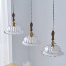 Helnys Nordic Walnut Flower Glass Pendant Chandelier Switch LED Hang Lamp