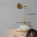 Helnys Nordic LED Wall Light Brass Bedside Lamp Chrome Pull Chain Switch