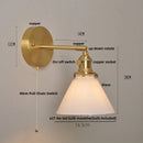 Helnys Nordic LED Wall Light Glass Up Down Rotate Copper Bedside Lamp