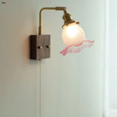 Helnys Glass Pink LED Wall Lights Pull Chain Switch Sconce Mirrror Light