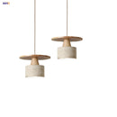Helnys Yellow Travertine LED Pendant Lamp Natural Wood Hanging Lights