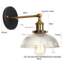 Helnys Glass Industrial LED Wall Sconce Pull Chain Switch Bedside Lamp