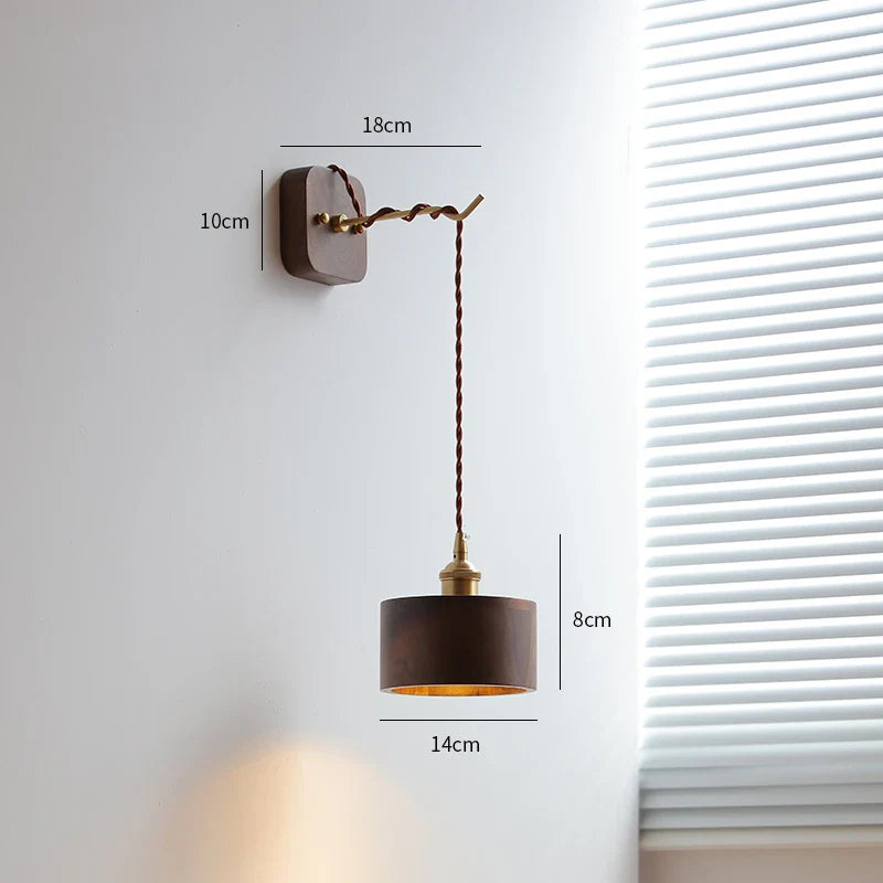 Helnys Walnut Wood LED Wall Light Fixture Indoor Living Bedroom Lamp