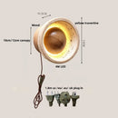 Helnys Vintage LED Wall Light Fixture Wood Natural Stone Bedside Lamp