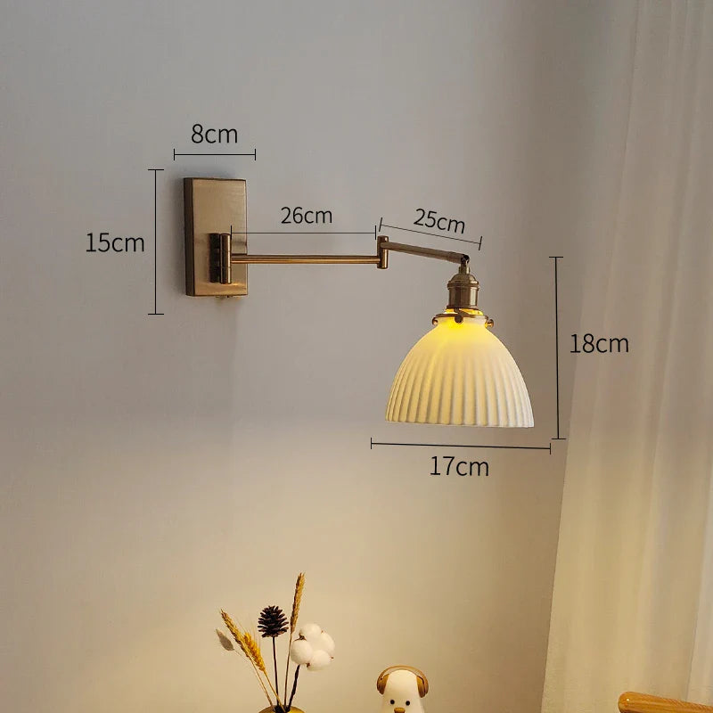 Helnys Nordic LED Wall Sconce Left Right Rotate Pull Chain Switch Stair Light