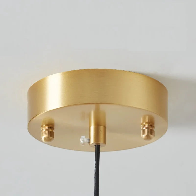Helnys Copper Bauhaus LED Pendant Light with Orange Glass