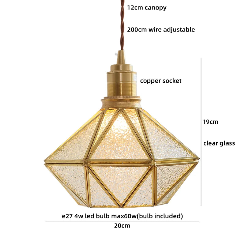 Helnys Adjustable LED Glass Pendant Lights Industrial Decor for Hallway & Restaurant