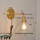 Helnys Nordic LED Wall Light Glass Up Down Rotate Copper Bedside Lamp