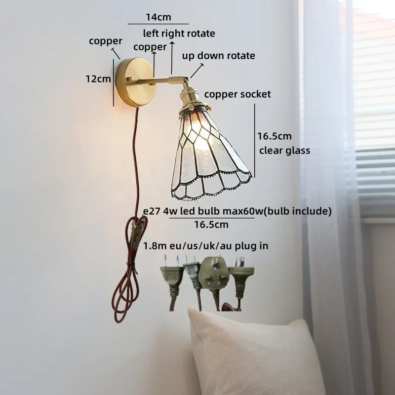 Helnys LED Glass Wall Lamps for Kids Bedroom, Nordic Design Mirror Light