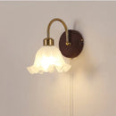 Helnys Glass Pull Chain LED Wall Lights for Hallway Bedroom Stair Fixture
