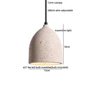 Helnys Circular LED Pendant Light Micro Cement Wood Vintage Hanging Lamp