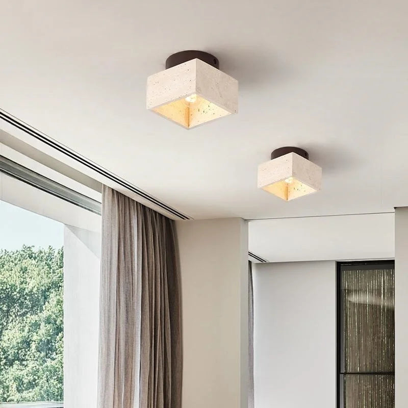Helnys Square Stone LED Ceiling Light Fixture Modern Nordic Ceiling Lamp