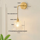 Helnys Flower Glass LED Wall Lamp Sconce Pull Chain Switch Nordic Modern Glass Mirror Light