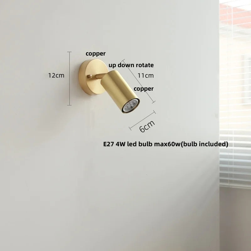 Helnys Nordic Modern Wood Copper Wall Sconce with Pull Chain Switch