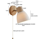 Helnys LED Wood Wall Lamp White Ceramic Japanese Style Mirror Light