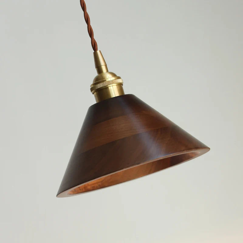 Nordic Walnut Wood LED Pendant Lamp by Helnys - Adjustable Hanging Light