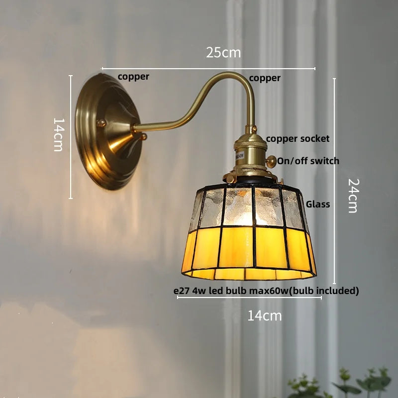 Helnys Nordic LED Wall Light Fixture Blue Glass E27 Stair Light Fixtures