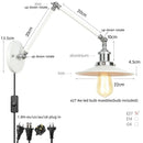 Helnys Vintage Industrial Style Long Arm LED Wall Sconce Bedside Lamp