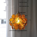 Helnys Flower Glass Pendant Lamp with Adjustable Wire, LED Dining Room Light