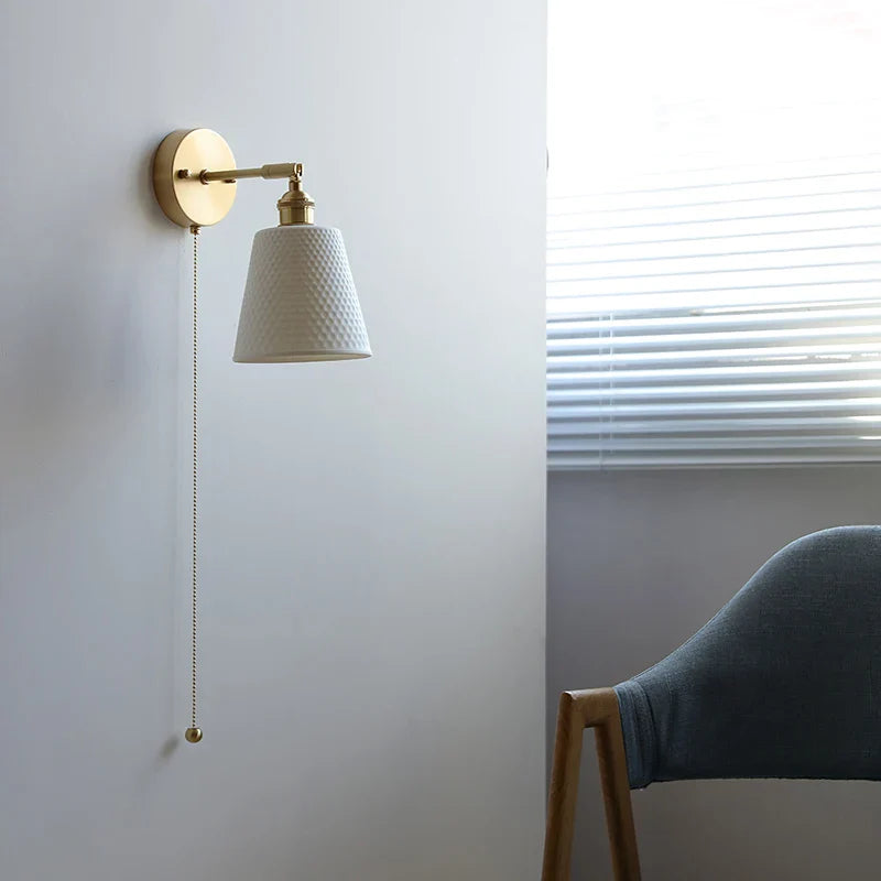 Helnys Ceramic LED Wall Lamp Kids Bedroom Gold Brass Up Down Stair Light