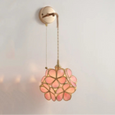 LED Pink Flower Glass Wall Light Helnys Nordic Modern Bedside Lamp