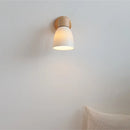 Helnys Iron Wood LED Wall Light Pull Chain Switch White Glass Rotate Bedside Lamp