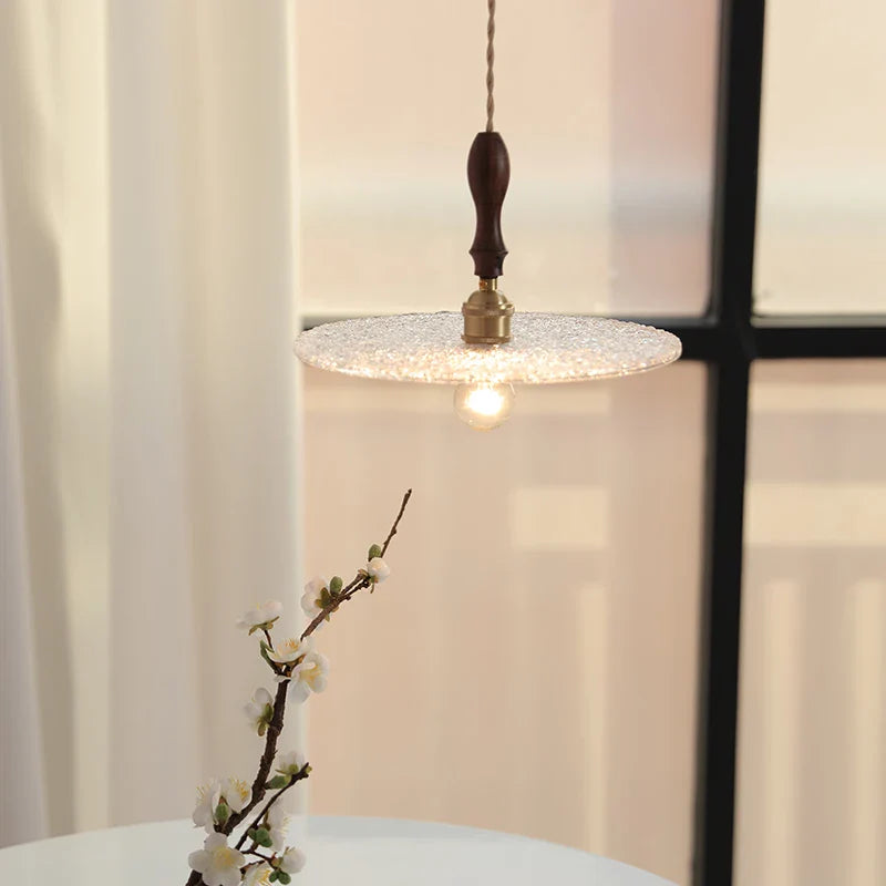 Helnys Clear Glass LED Pendant Light - Minimalist Circular Coffee Loft Hanging Lamp