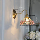 Helnys Vintage Style Blue Flower Glass Wall Sconce LED Lamp