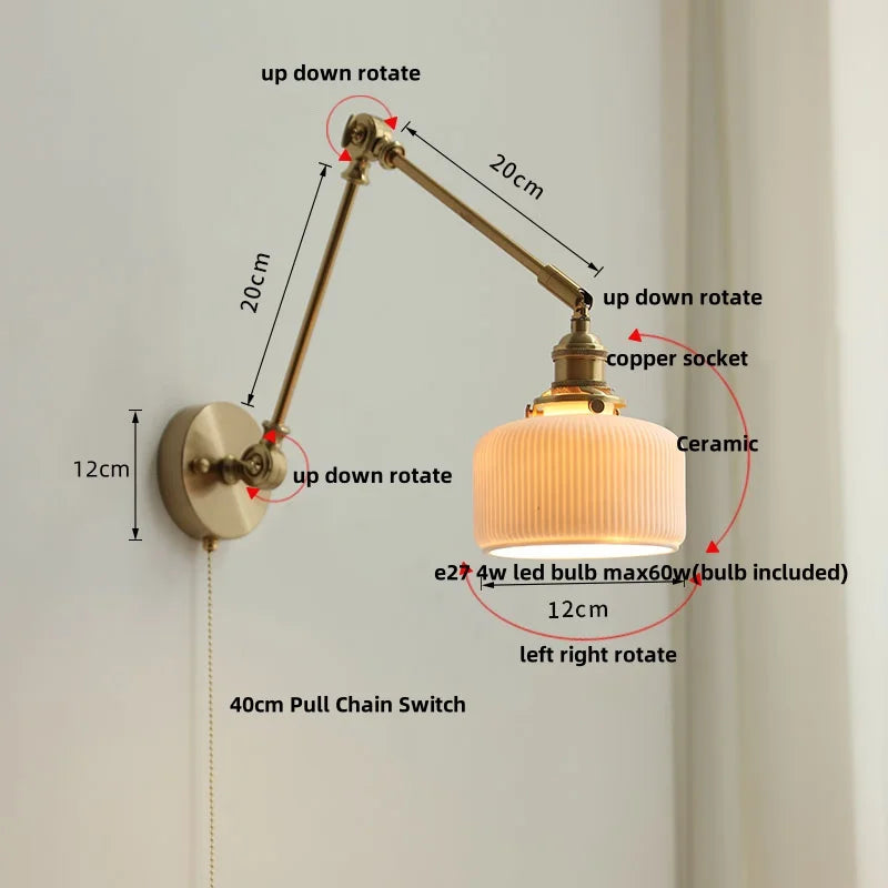 Helnys 2-Arms Adjustable LED Wall Lights, Modern Bedside Lamp for Restaurant, Bar, Porch