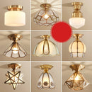 Helnys American Copper Vintage Ceiling Lights Glass LED Lamps