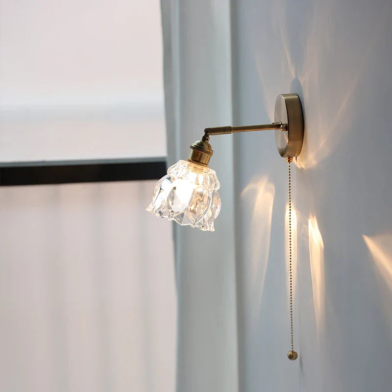 Helnys Clear Glass LED Wall Lamp Sconce, Modern Nordic Rotate Stair Light
