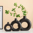 Helnys Nordic Vase Ceramic Donut Flower Pot Home Decoration Office Desktop Gift