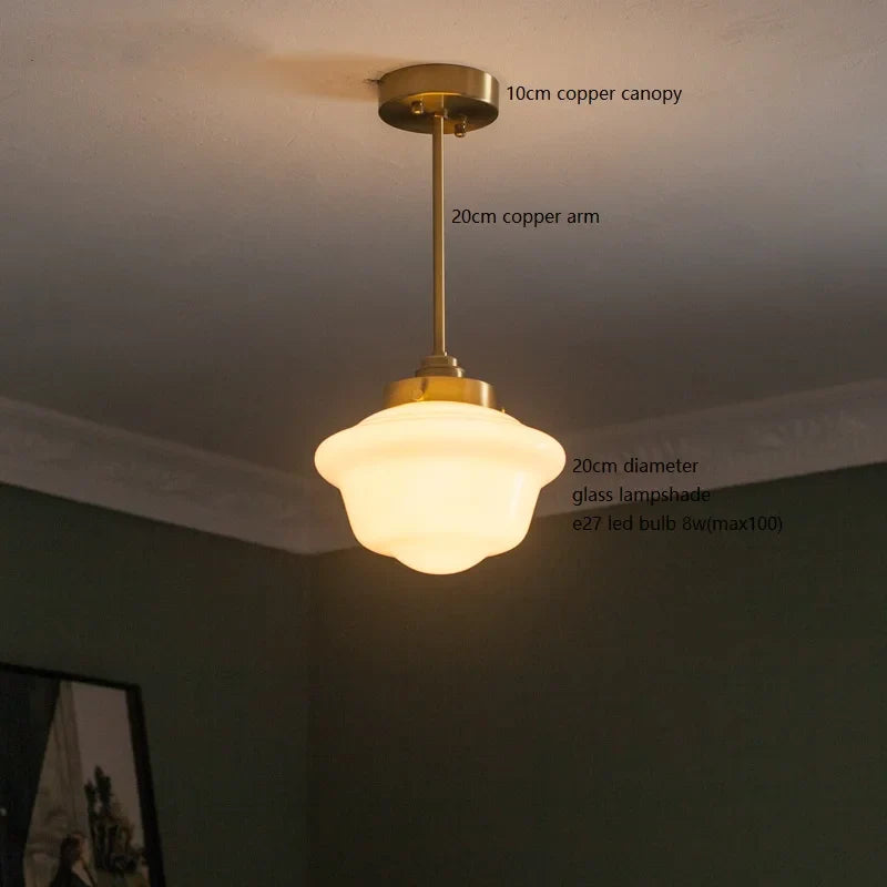 Helnys White Glass LED Pendant Lamp for Bathroom Bedroom Living Room