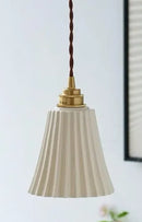 Helnys LED Pull Chain Wall Sconce White Ceramic Lampshade Copper Arm Elegant Modern Wall Lamp