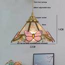 Helnys Butterfly Pink LED Pendant Lamp, Nordic Modern Walnut Wood Glass Hanging Light