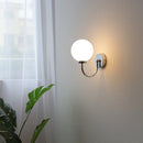 Helnys Round Glass Ball LED Wall Light - Gold Brass Base Nordic Bedroom Bedside Lamp