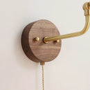 Helnys Copper LED Wall Sconce Amber Glass Walnut Base Nordic Modern Mirror Light