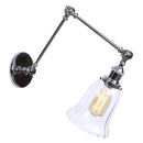 Helnys Chrome Industrial Swing Arm LED Wall Sconce Clear Glass Lamparas De Pared