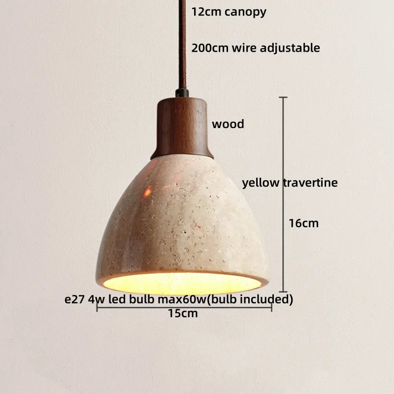 Helnys Yellow Travertine LED Pendant Lights Modern Nordic Hanging Lamp